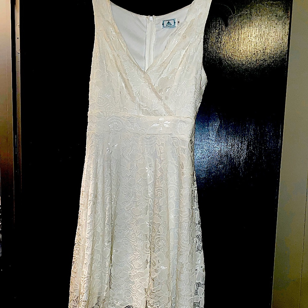 White flowy lace dress